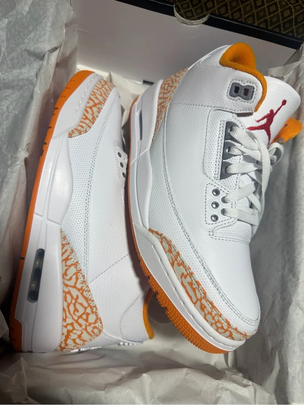 Jordan 3 Retro White and Orange Women’s Sneakers